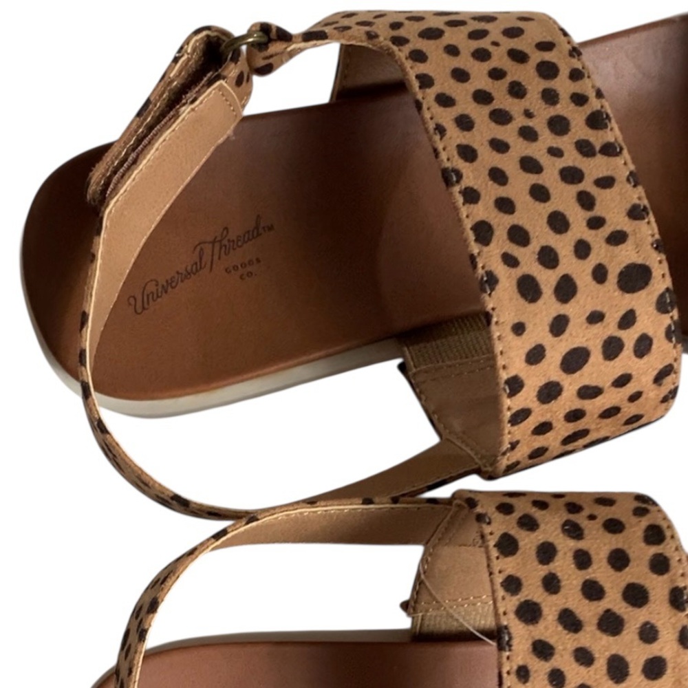 Universal Thread Natalie Leopard Print Sandals Easy Closure Comfort Size 10 NEW - Picture 12 of 14